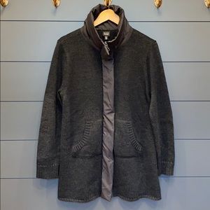 Eileen Fisher Merino Wool Zip Up Cardigan M